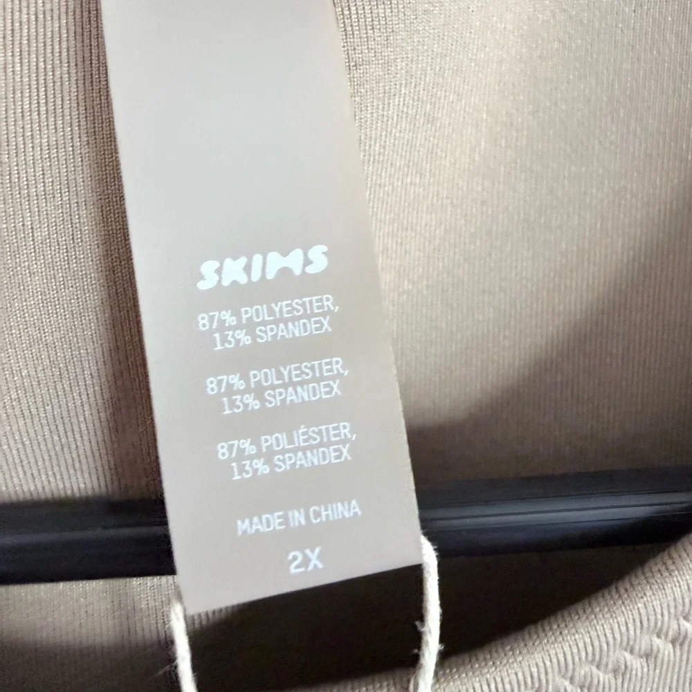 Skims Sport High Neck Cropped Swim Top in Desert Tan Size 2x NWT